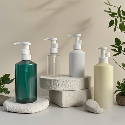 Бутылка с лосьоновым насосом для косметической упаковки в форме цилиндра PET 300-500 мл с напечатанным логотипом